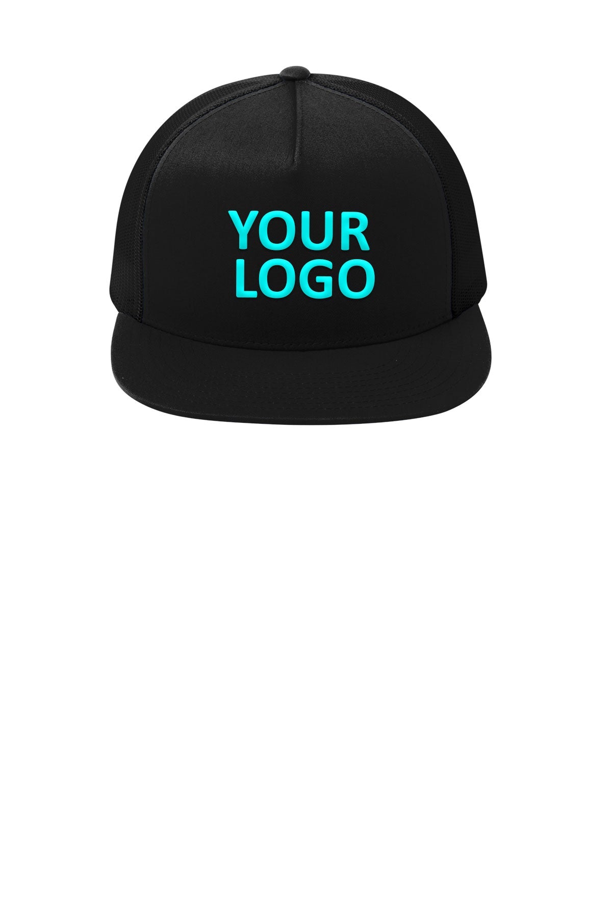 sport tek yupoong 5 panel classic trucker mesh back cap stc38 black black