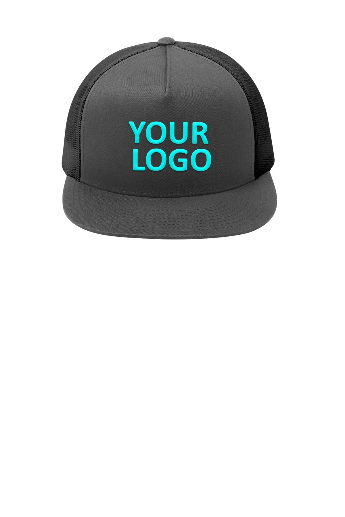 Sport-Tek Yupoong 5-Panel Classic Trucker Custom Mesh Back Caps, Graphite Grey/ Graphite Grey