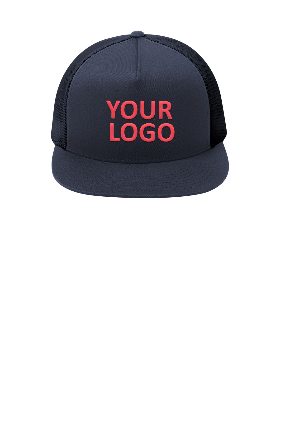 sport tek yupoong 5 panel classic trucker mesh back cap stc38 true navy true navy