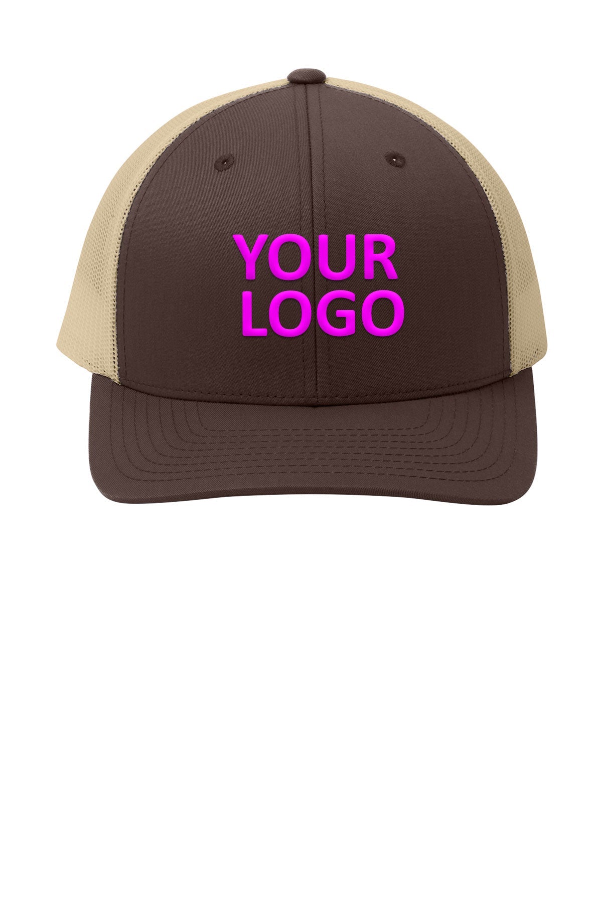 sport tek yupoong retro trucker cap stc39 chocolate brown khaki