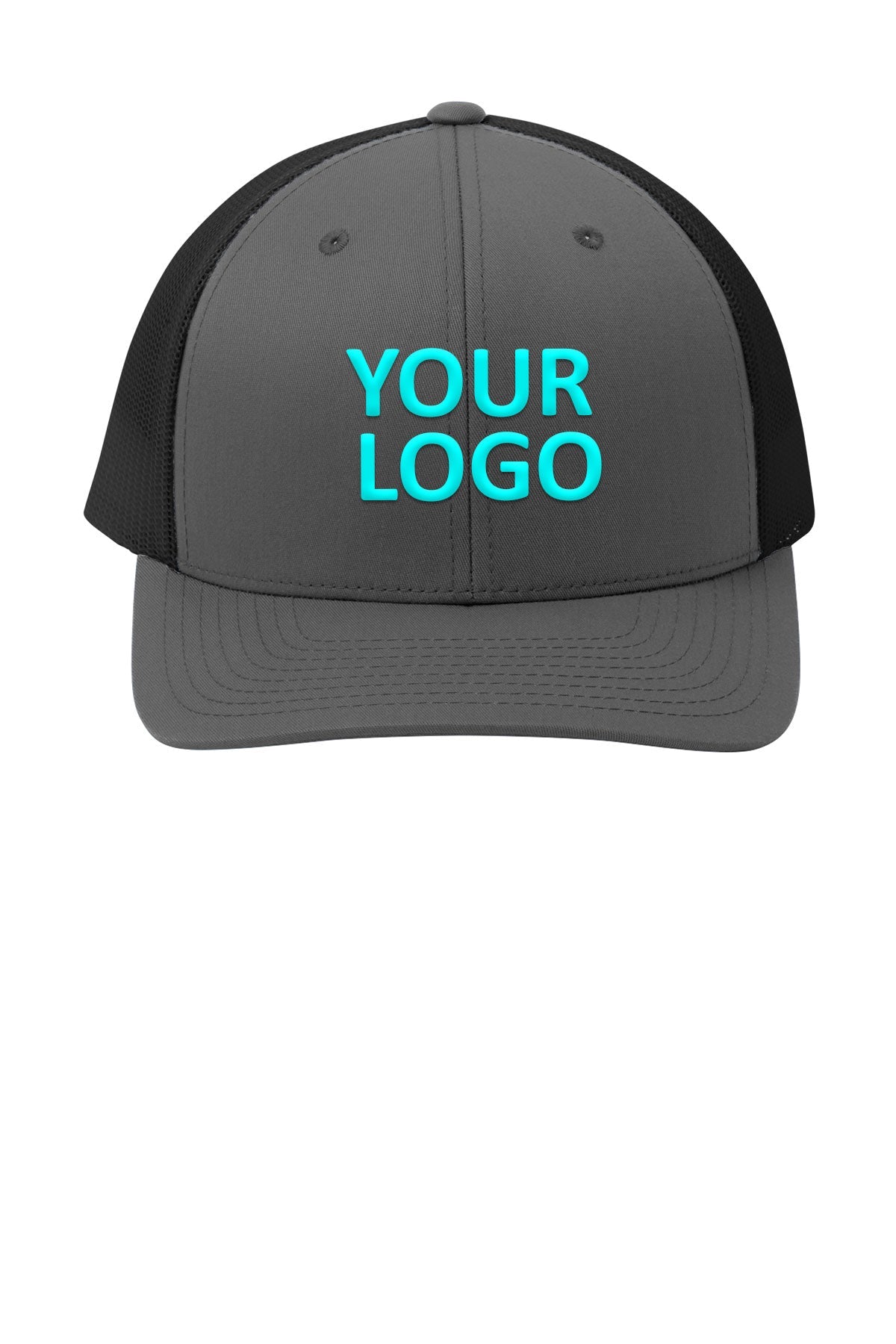 sport tek yupoong retro trucker cap stc39 graphite grey black