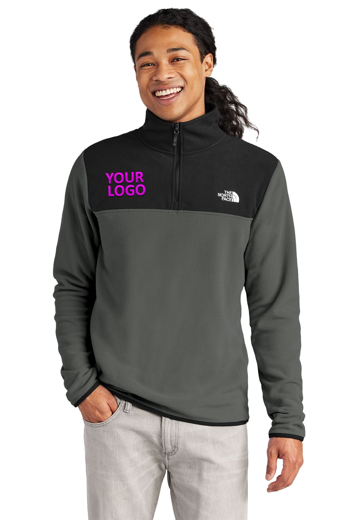The North Face Asphalt Grey/ TNF Black NF0A7V4L jackets with company logo