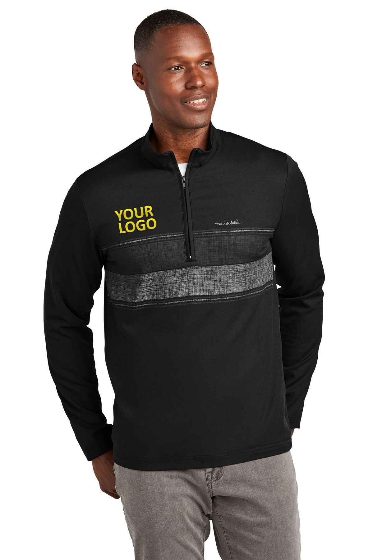 TravisMathew Black TM1MZ340 custom embroidered sweatshirts