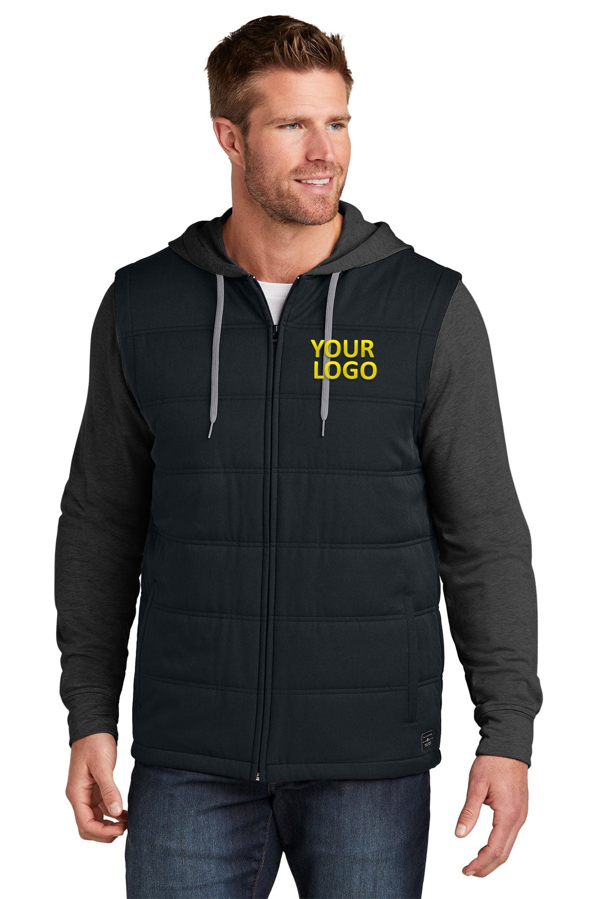 TravisMathew Black/ Black Heather TM1MZ336 jackets with company logo
