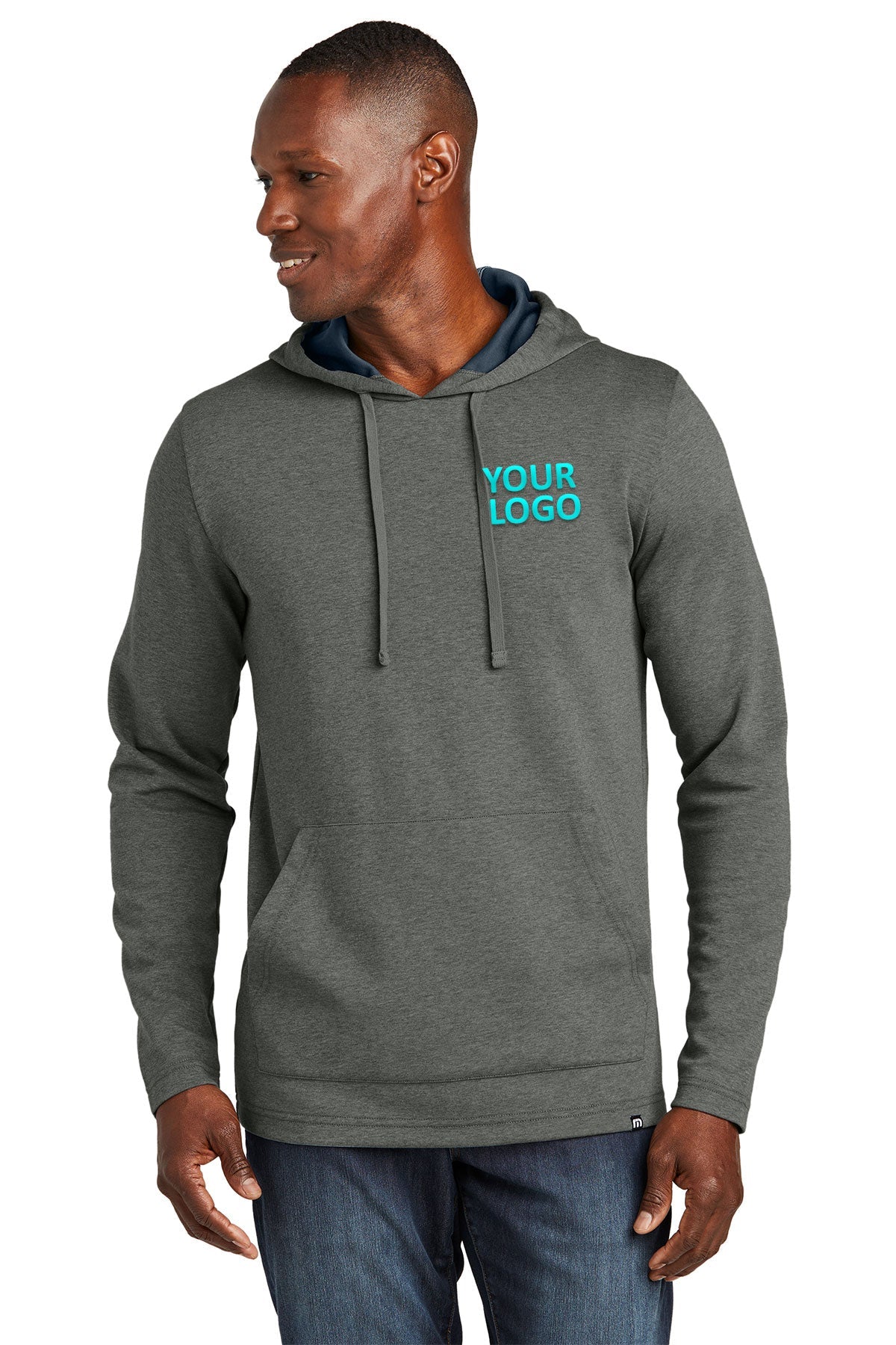 TravisMathew Dark Grey Heather TM1MZ337 custom embroidered sweatshirts