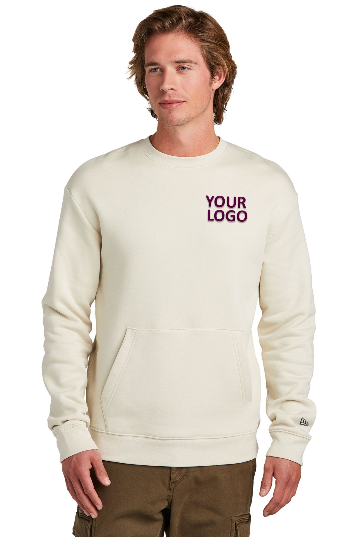 New Era Soft Beige NEA527 custom logo sweatshirts embroidered