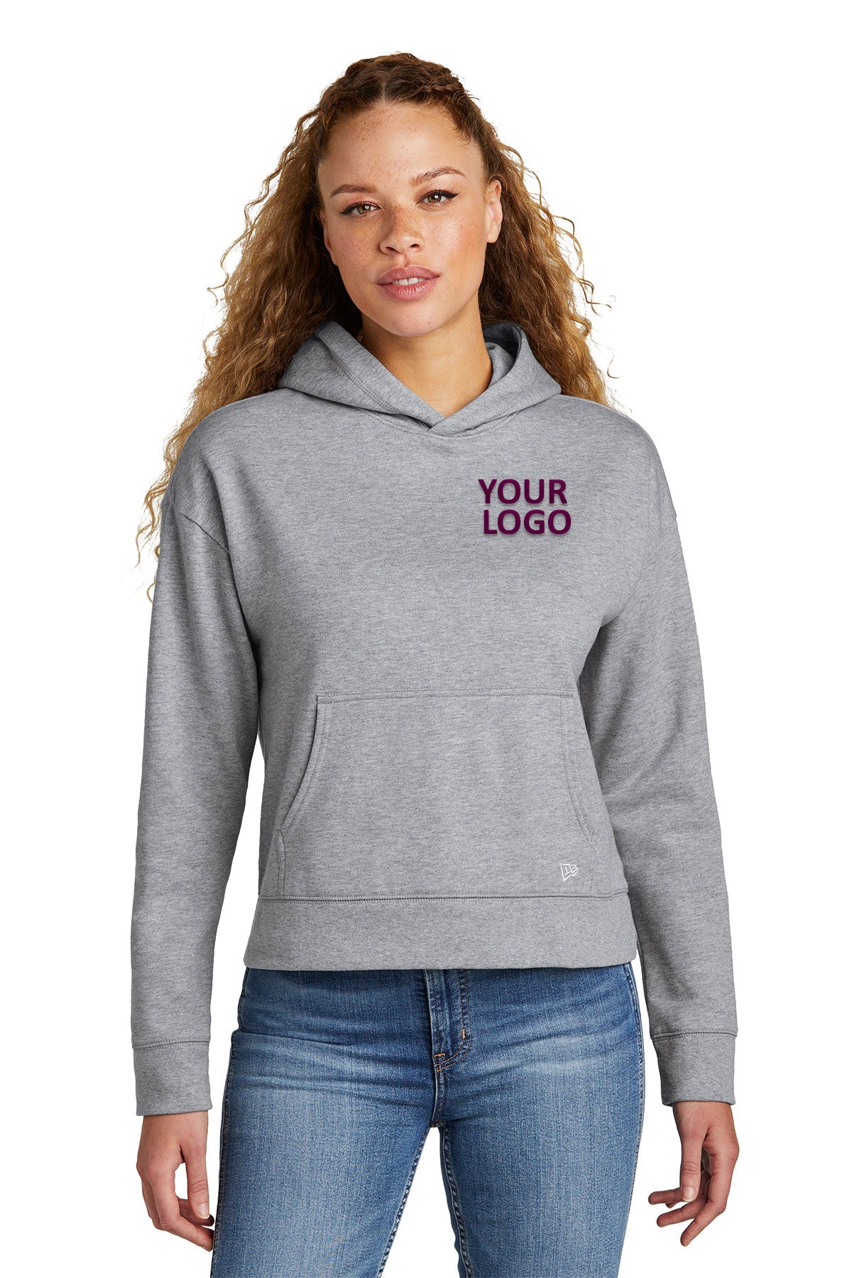 New Era Ladies Comeback Fleece Customized Hoodies, Athletic Heather [GOBHI]
