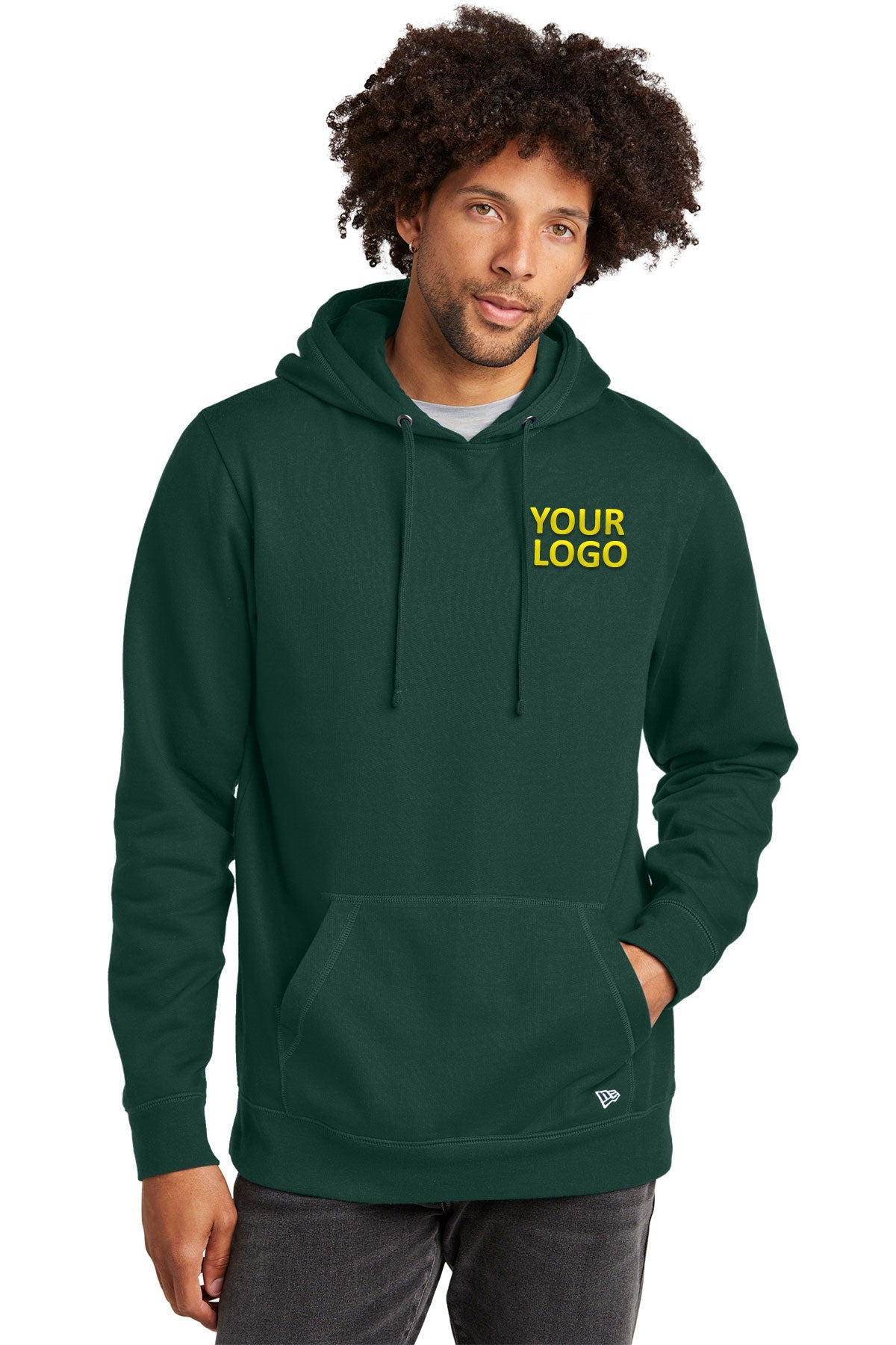 New Era Dark Green NEA550 custom logo sweatshirts embroidered