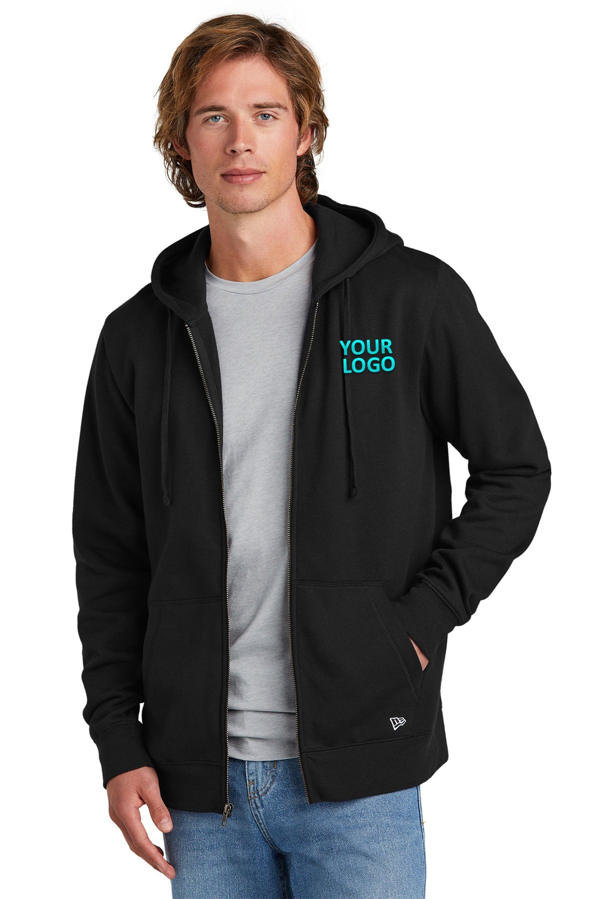New Era Black NEA551 business sweatshirts with logo