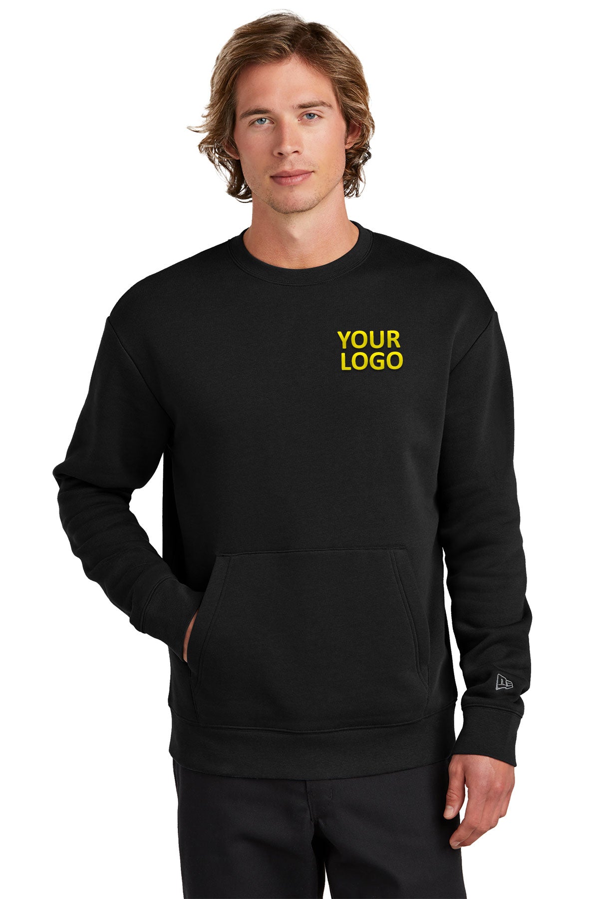 New Era Black NEA527 custom sweatshirts with logo