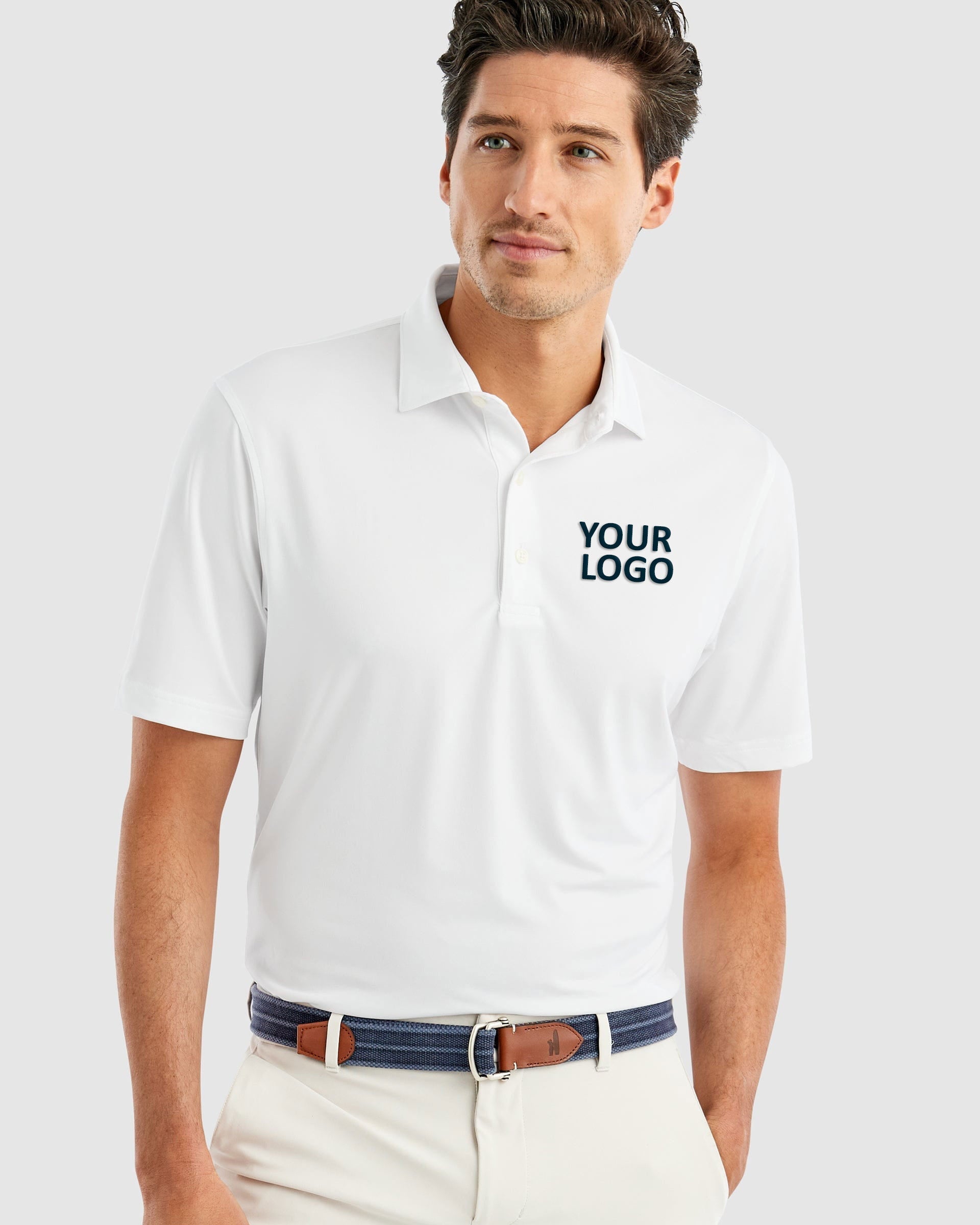 Johnnie-O Birdie Custom Polos, White