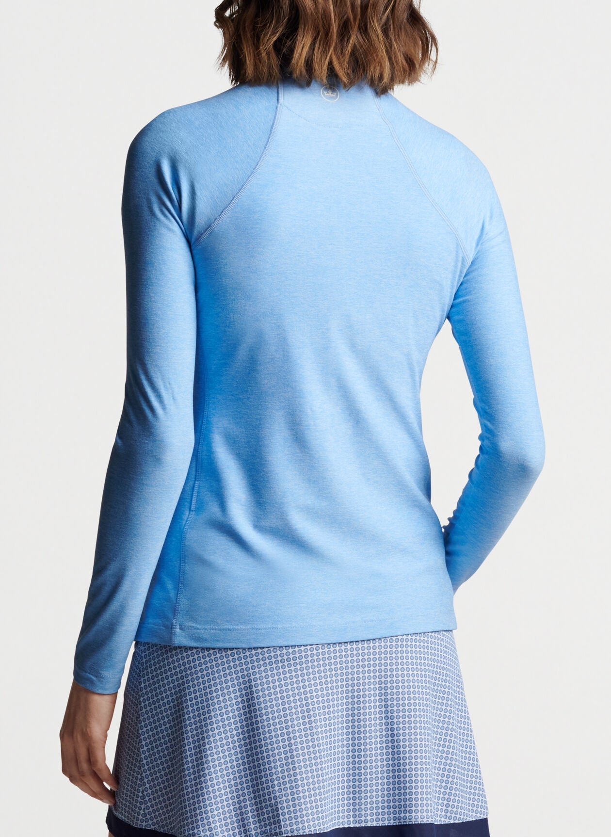 Peter Millar Womens Melange Perth Branded Quarter Zips, Cottage Blue