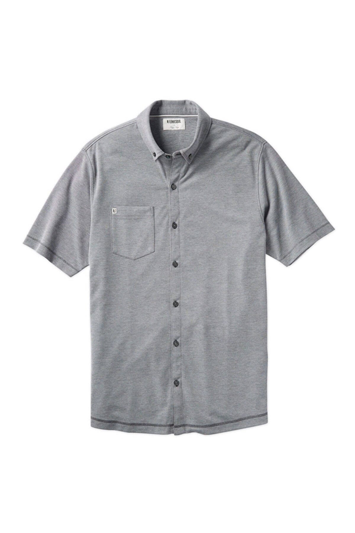 Linksoul Mens Full Button Short Sleeve Shirt LS1313 Grey
