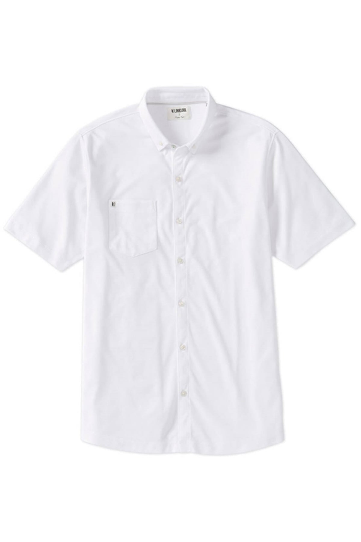 Linksoul Mens Full Button Short Sleeve Shirt, White