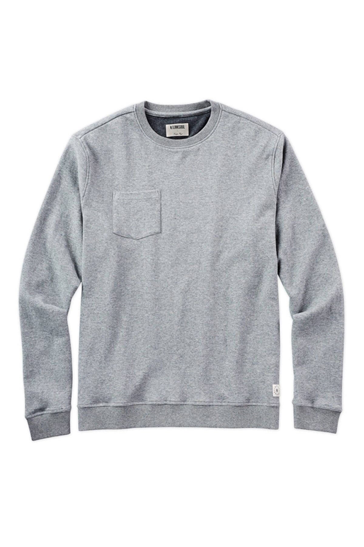 Linksoul Mens Double knit Pocket Sweatshirt, Heather Grey