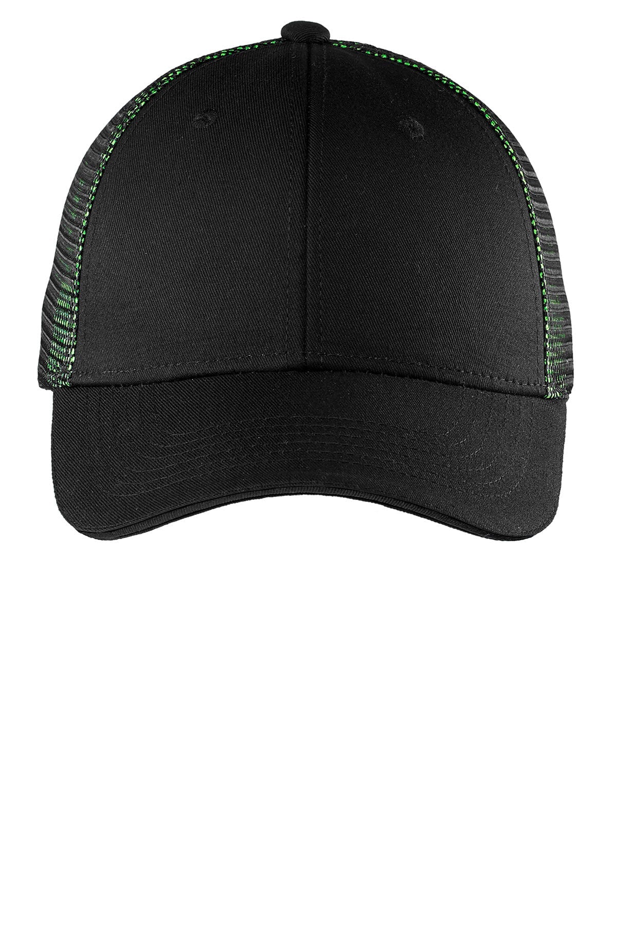 Port Authority Double Mesh Snapback Sandwich Bill Customized Caps, Black/ Shock Green [Century Sales and Management]