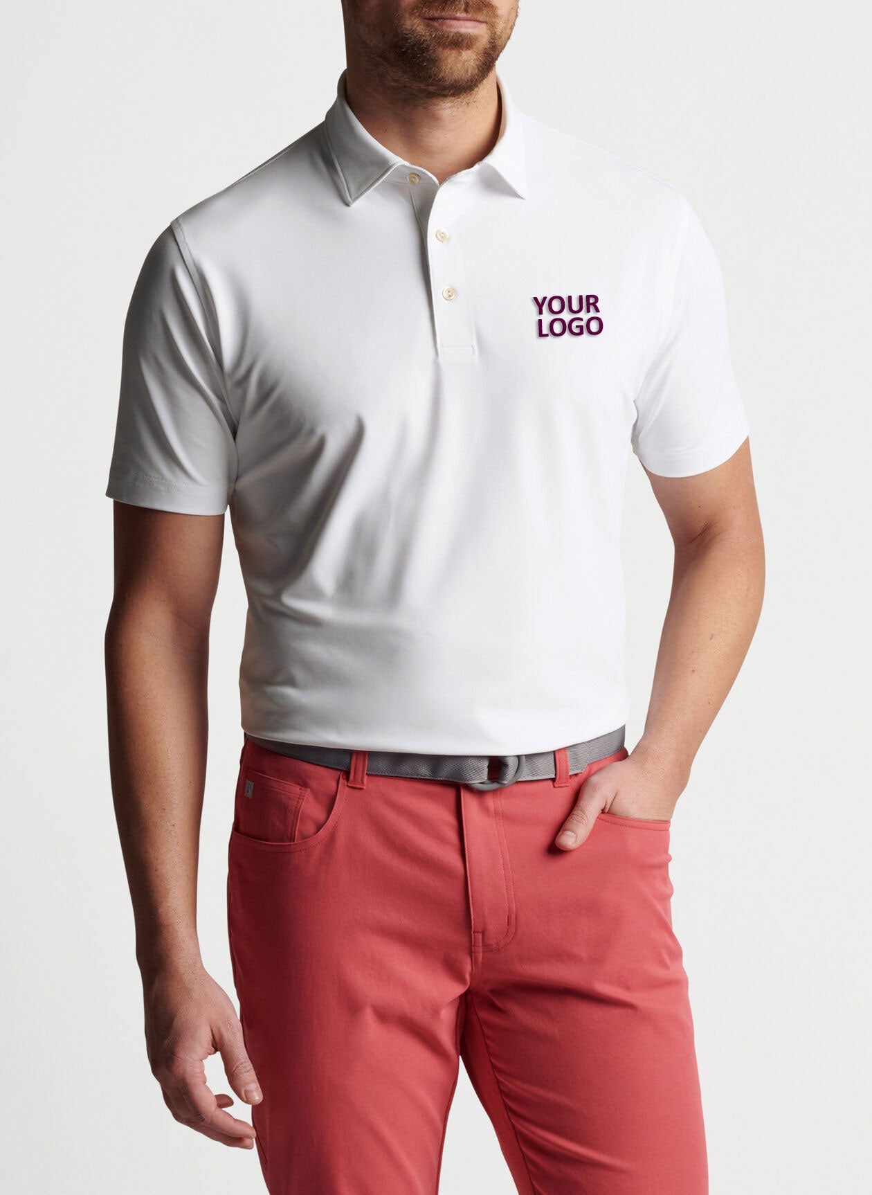 peter millar white ME0EK50S with solid stretch mesh polo custom logo polo shirts