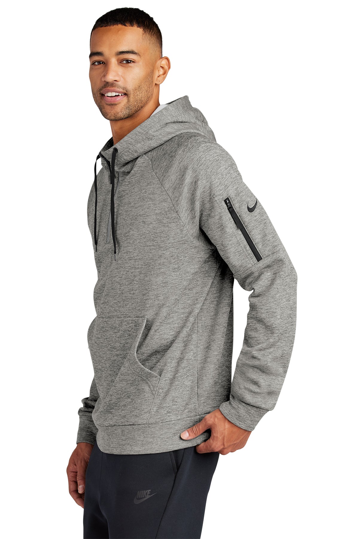 Nike Therma-FIT Pocket Fleece Custom Hoodies, Dark Grey Heather