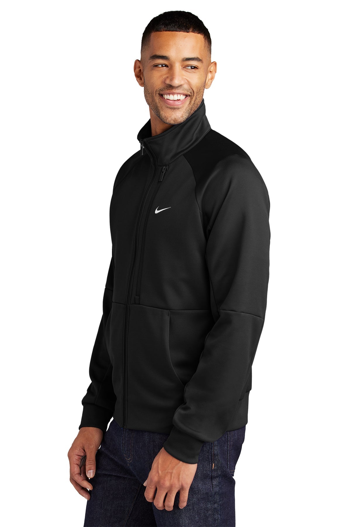 Nike Full-Zip Chest Swoosh Custom Jackets, Black