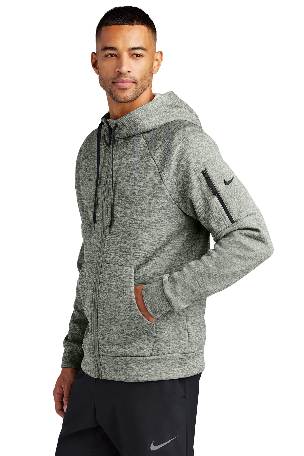Nike Therma-FIT Pocket ZipUp Custom Hoodies, Dark Grey Heather