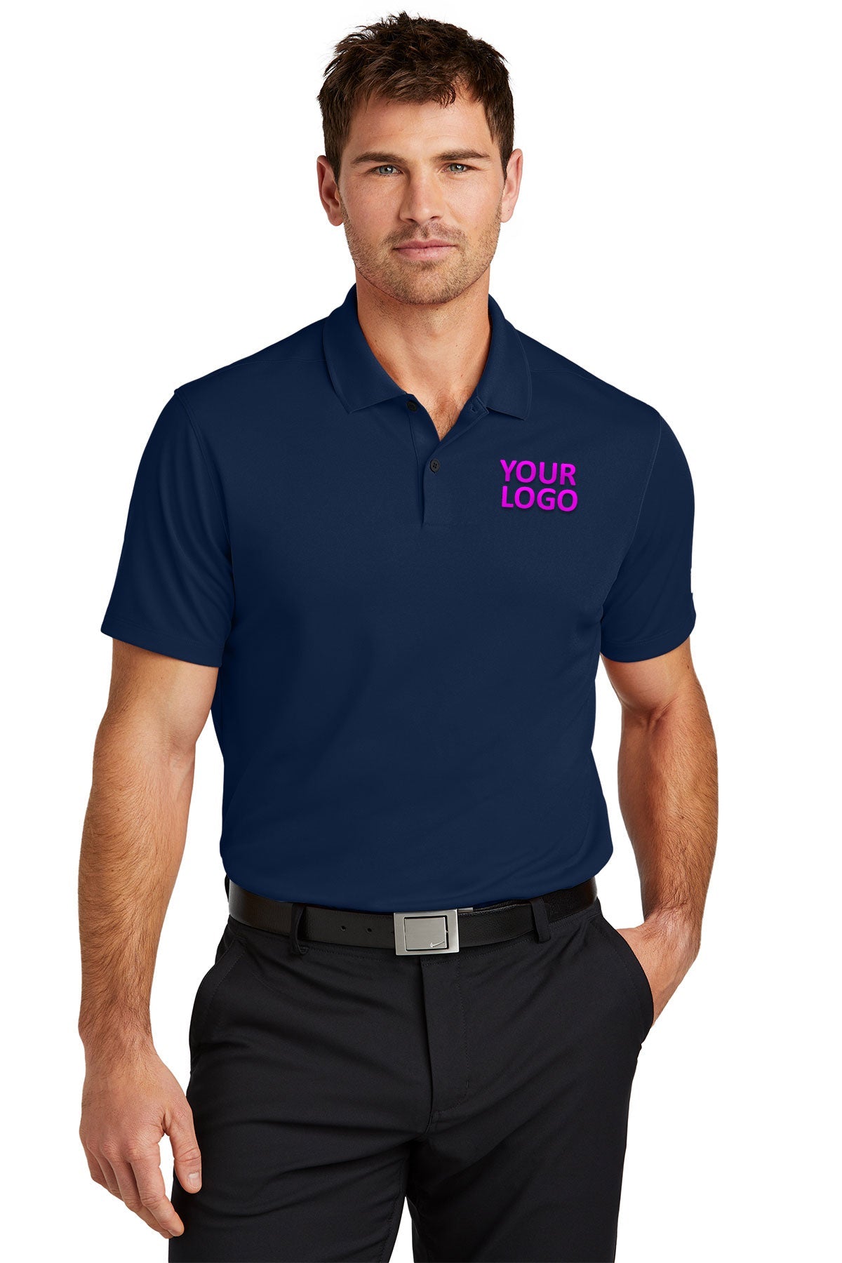 Nike College Navy NKDX6684 custom embroidered polo shirts