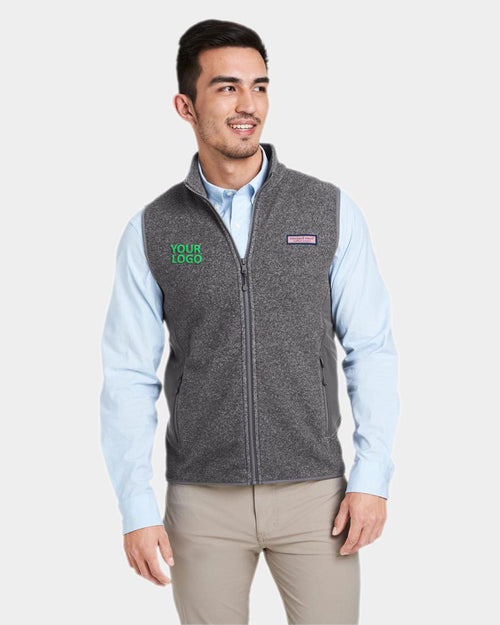 Vineyard Vines Custom Ladies Harbor Fleece Vests, Charcoal Heather