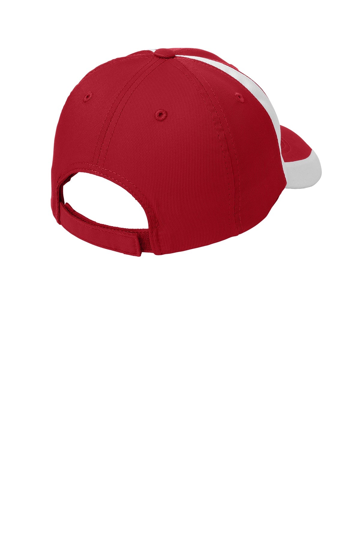 Sport-Tek Dry Zone Nylon Branded Colorblock Caps, True Red/White