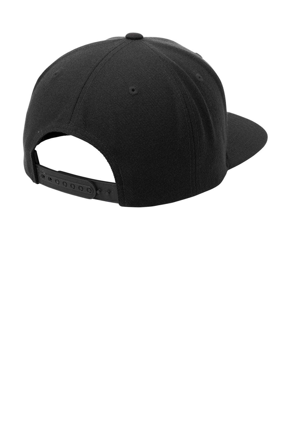Sport-Tek Yupoong Flat Bill Branded Snapback Caps, Black