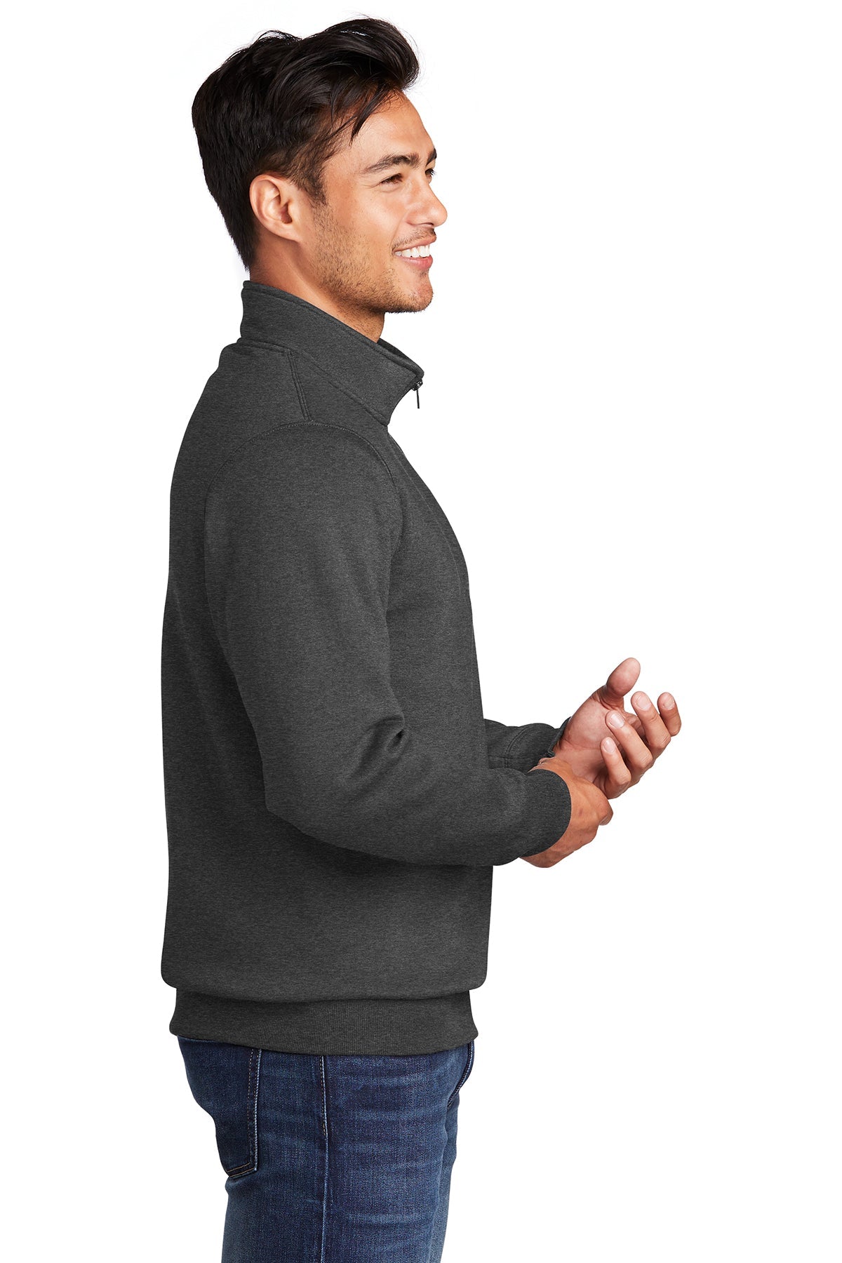 Port & Company Core Fleece 1/4-Zip Pullover Sweatshirt PC78Q Dark Heather Grey