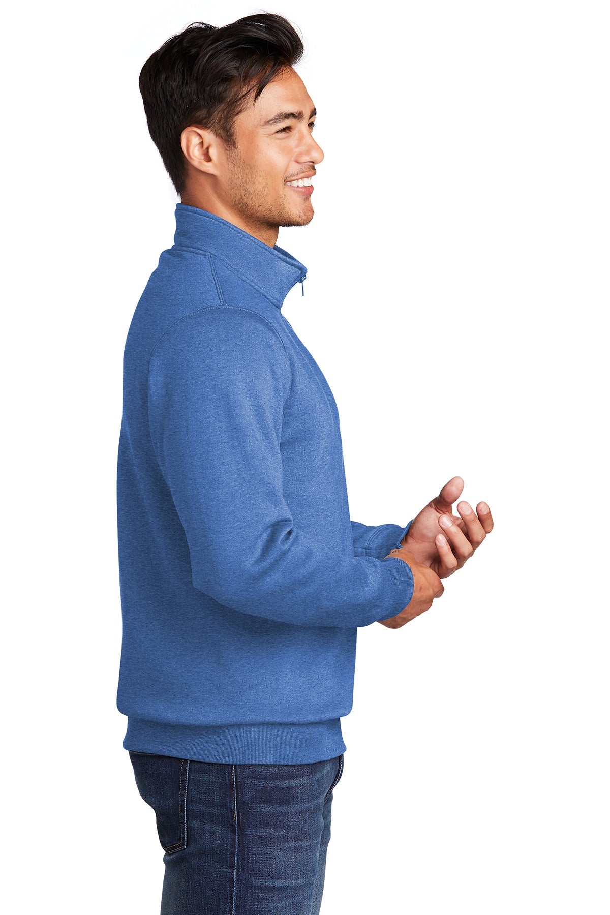 Port & Company Core Fleece 1/4-Zip Pullover Sweatshirt PC78Q Heather Royal