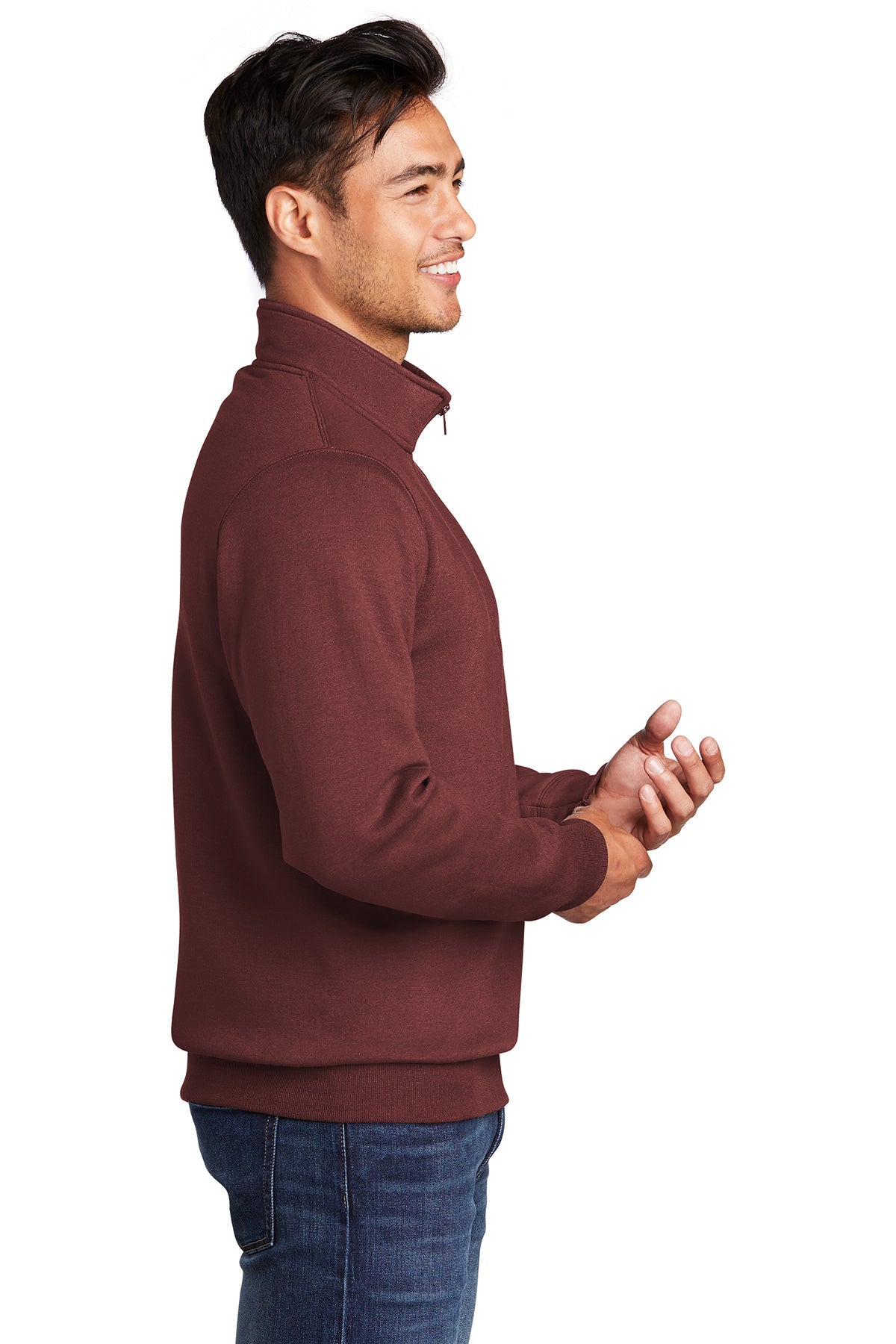 Port & Company Core Fleece 1/4-Zip Pullover Sweatshirt PC78Q Maroon