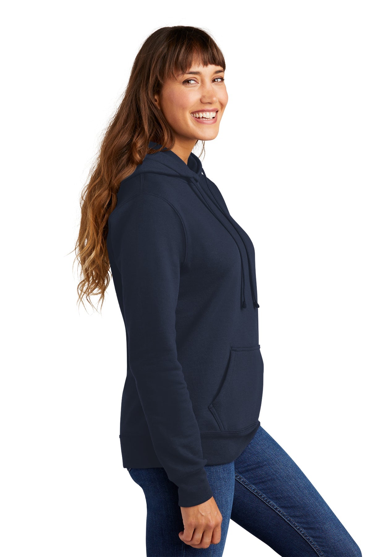 Port & Company Ladies Core Fleece Pullover Hooded Sweatshirt LPC78H Navy