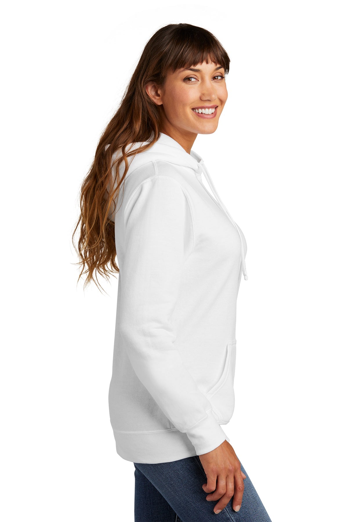 Port & Company Ladies Core Fleece Pullover Hooded Sweatshirt LPC78H White