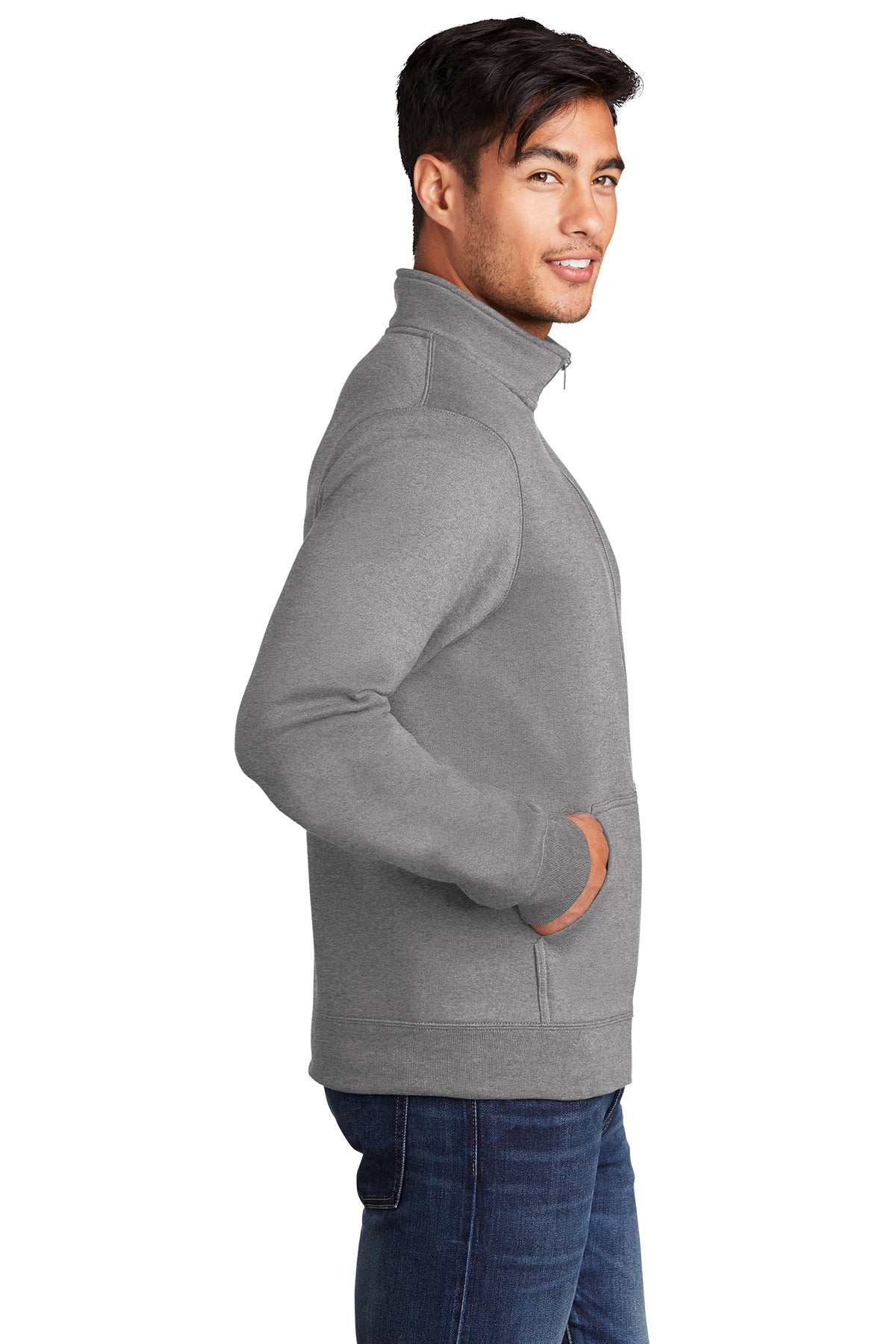 Port & Company Core Fleece Cadet Full-Zip Sweatshirt PC78FZ Athletic Heather