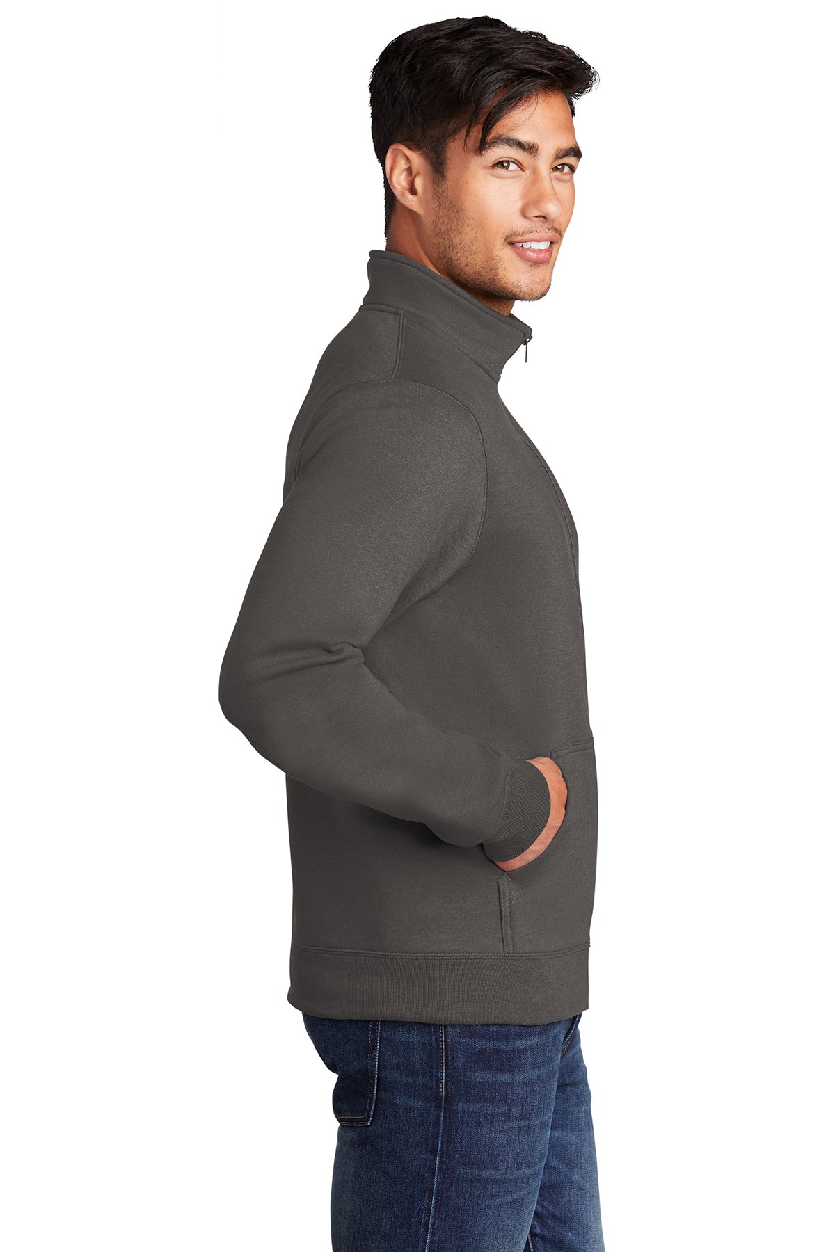 Port & Company Core Fleece Cadet Full-Zip Sweatshirt PC78FZ Charcoal