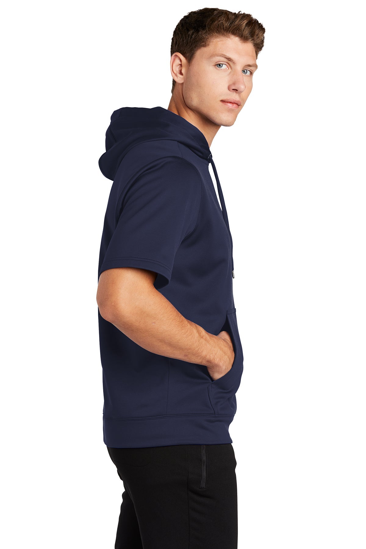 Sport-Tek Sport-Wick Fleece Short Sleeve Hooded Pullover ST251 Navy