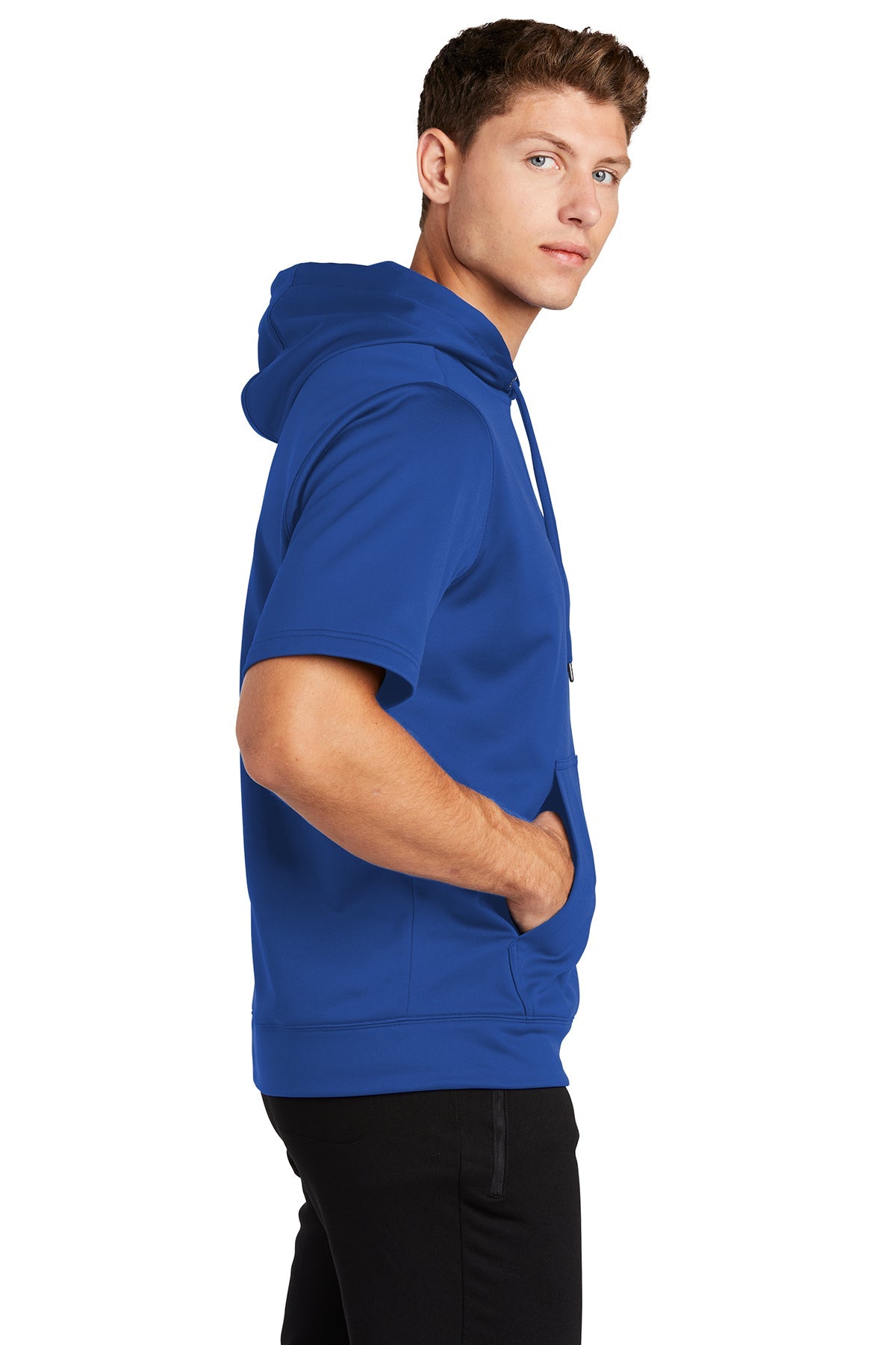 Sport-Tek Sport-Wick Fleece Short Sleeve Hooded Pullover ST251 True Royal