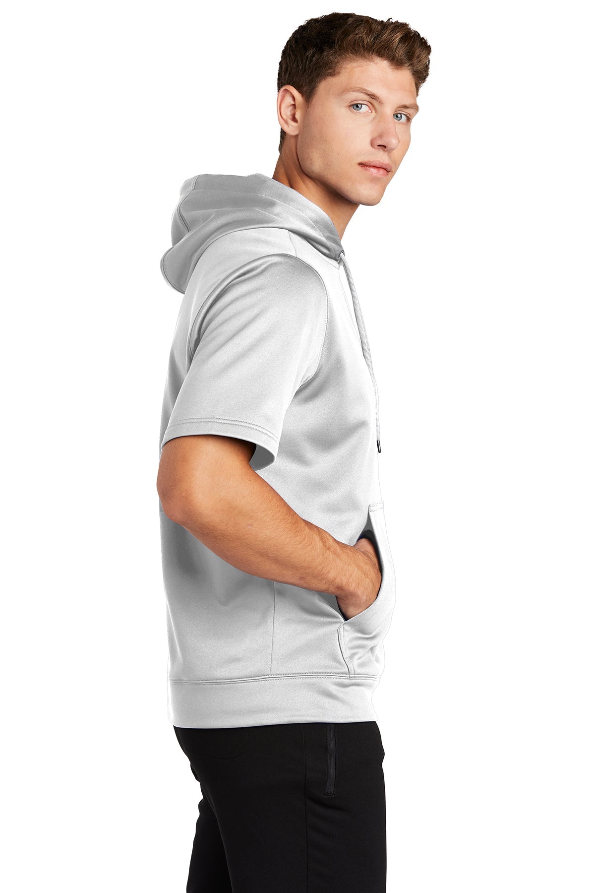 Sport-Tek Sport-Wick Fleece Short Sleeve Hooded Pullover ST251 White