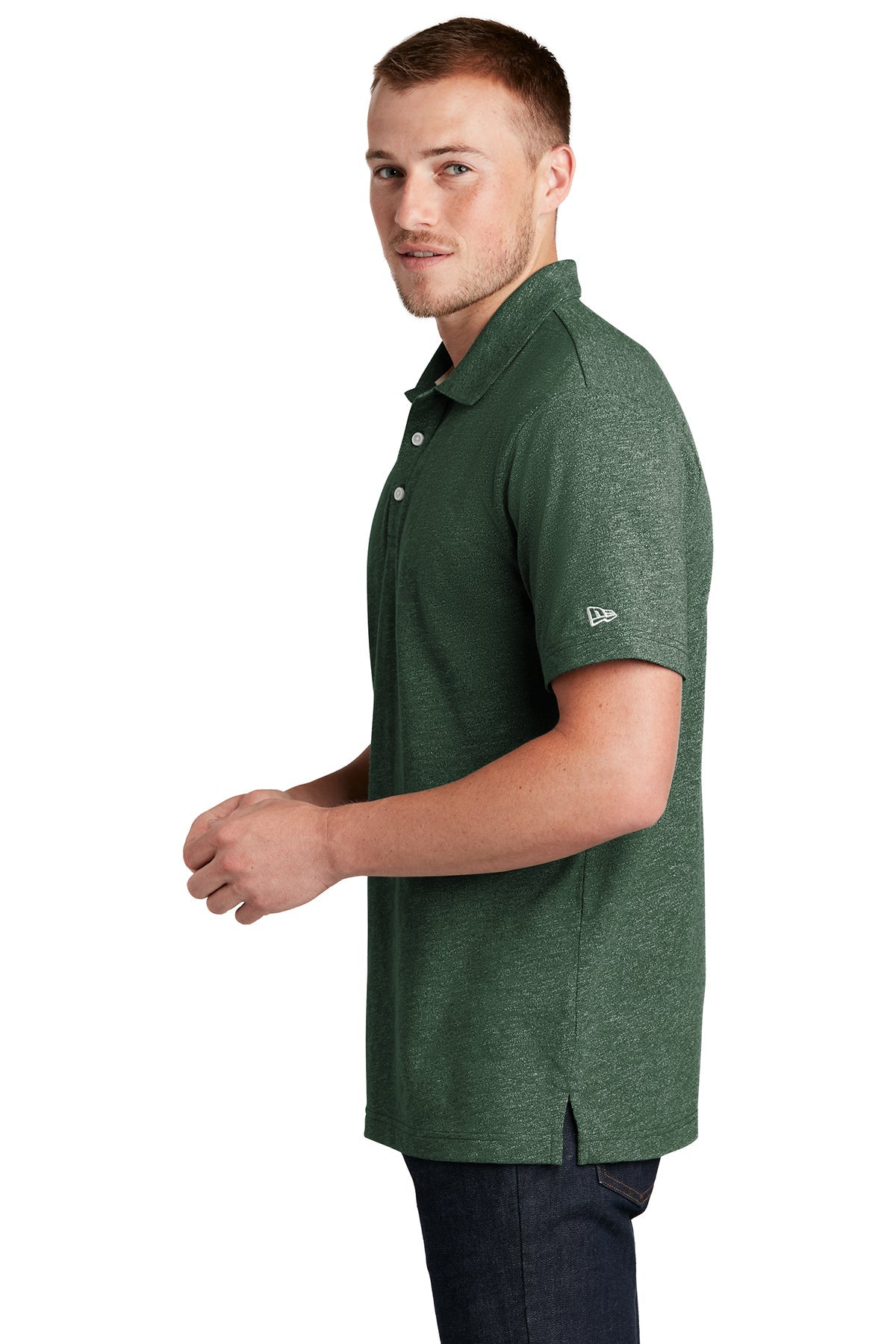 New Era Slub Twist Polo NEA301 Dark Green Twist