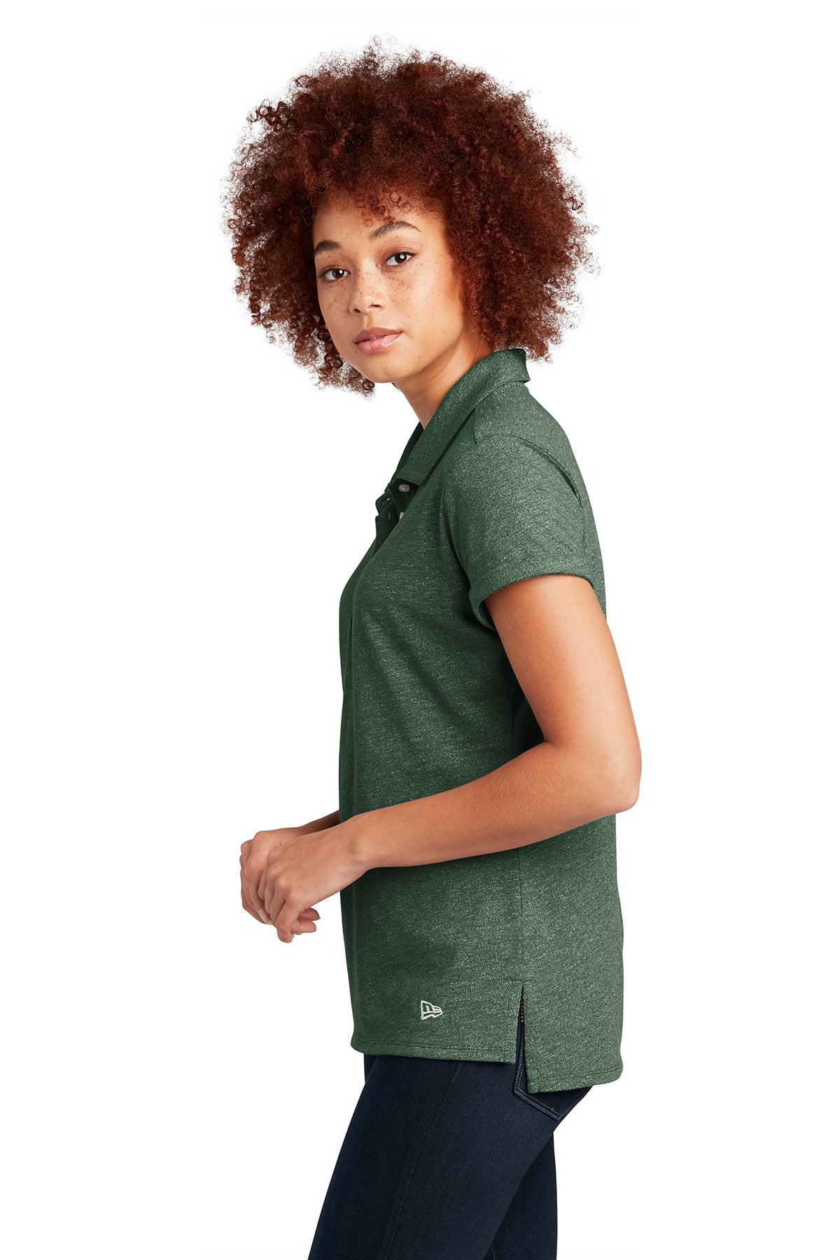 New Era Ladies Slub Twist Custom Polos, Dark Green Twist