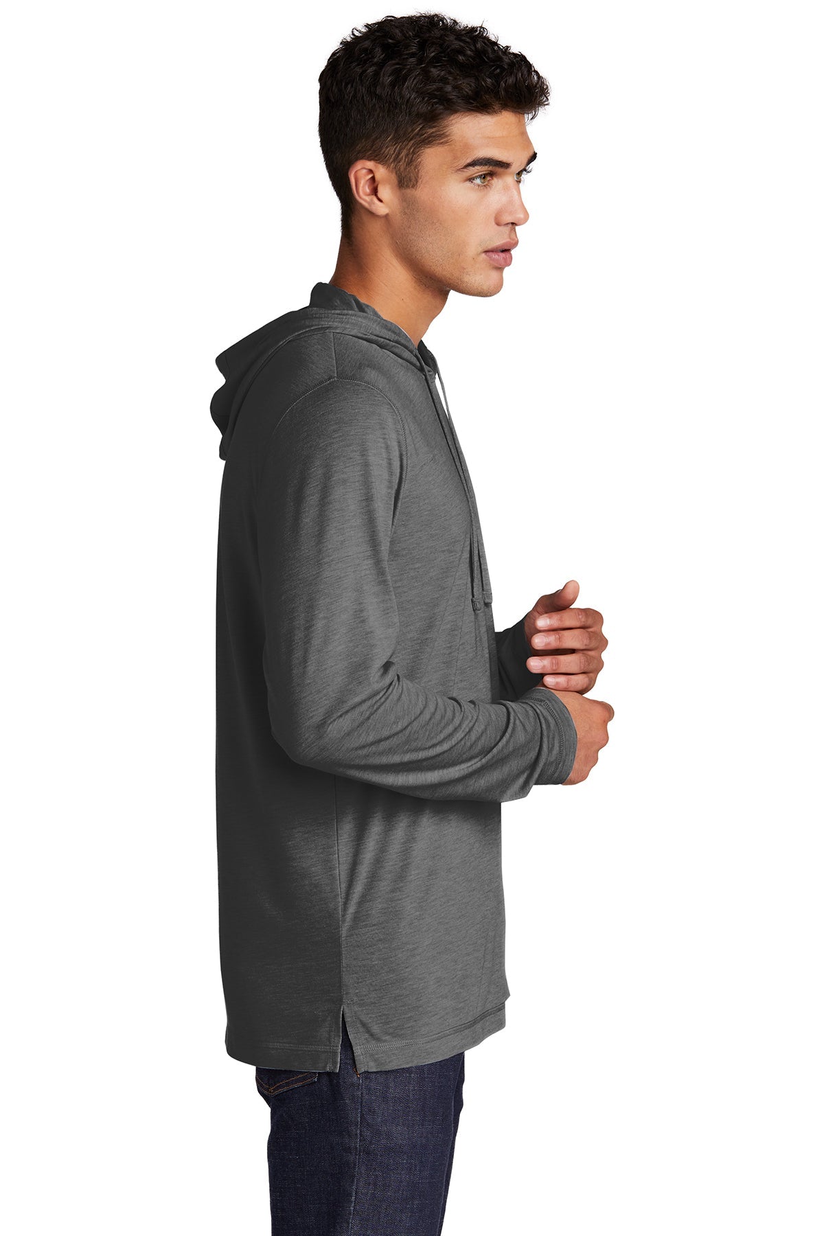 Sport-Tek PosiCharge Tri-Blend Wicking Customized Long Sleeve Hoodies, Dark Grey Heather [Shelter of Flint]