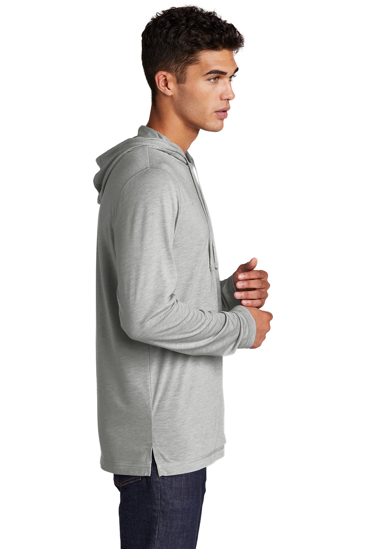 Sport-Tek PosiCharge Tri-Blend Wicking Long Sleeve Hoodie ST406 Light Grey Heather