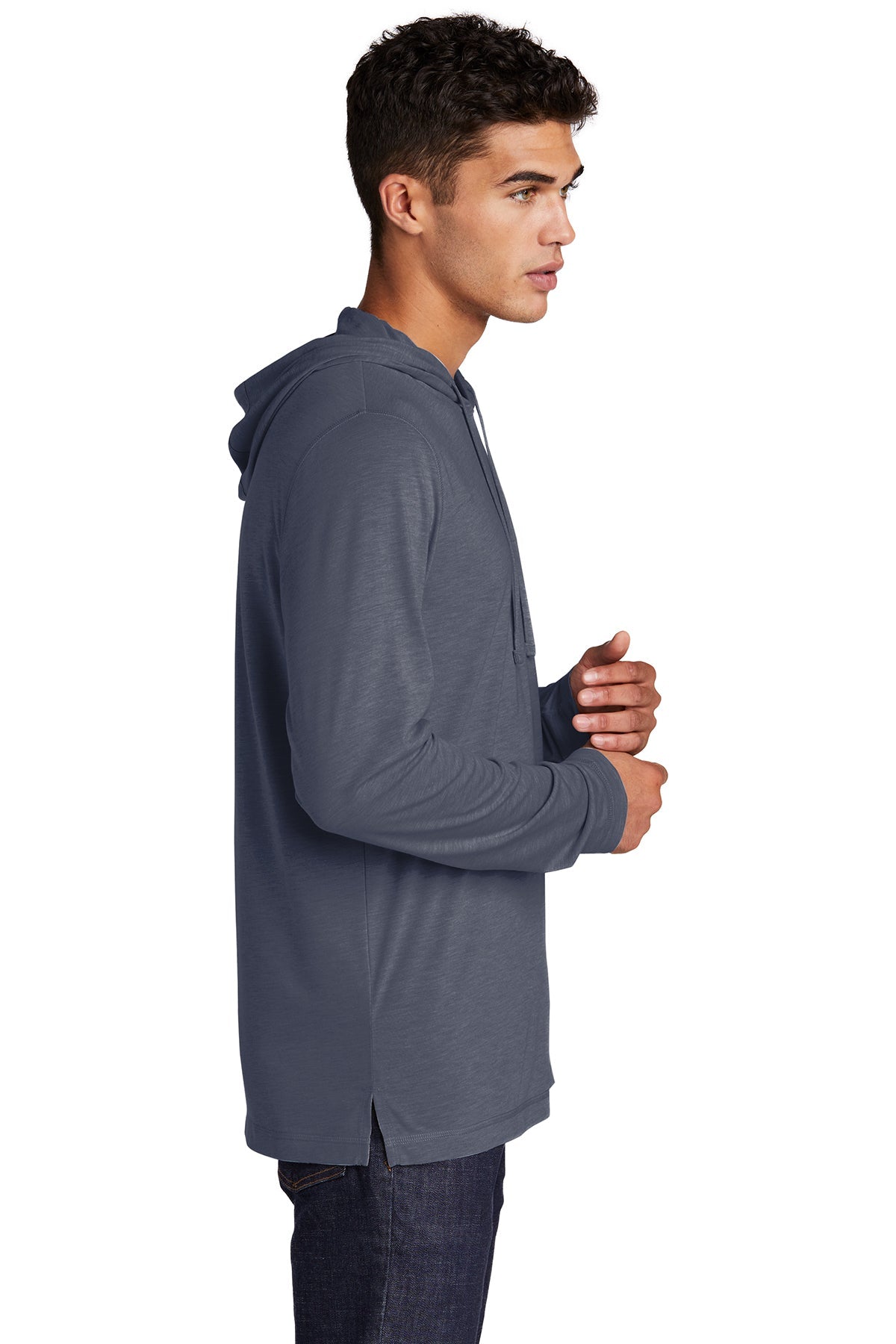 Sport-Tek PosiCharge Tri-Blend Wicking Long Sleeve Hoodie ST406 True Navy Heather