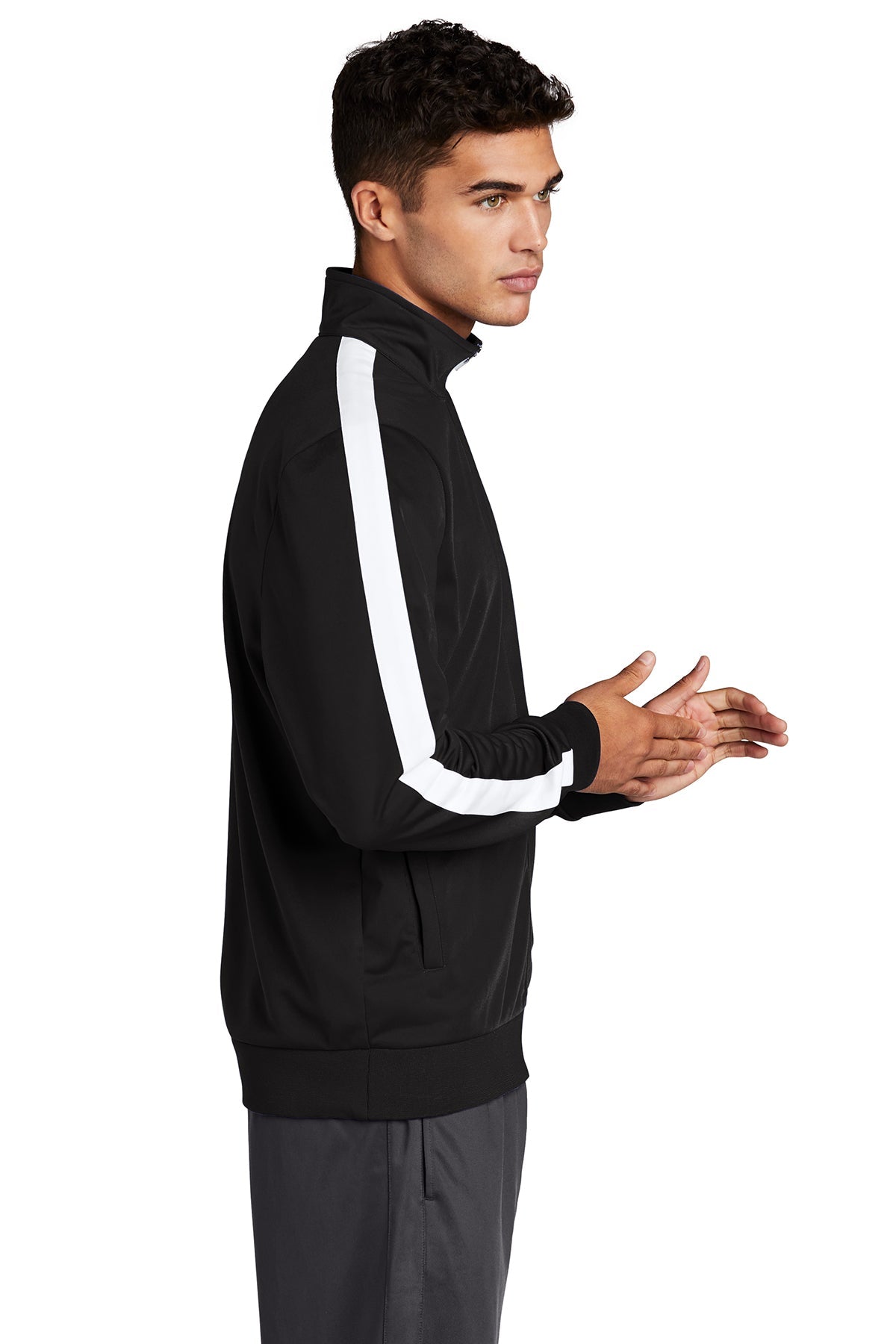 Sport-Tek Tricot Track Jacket JST94 Black/ White