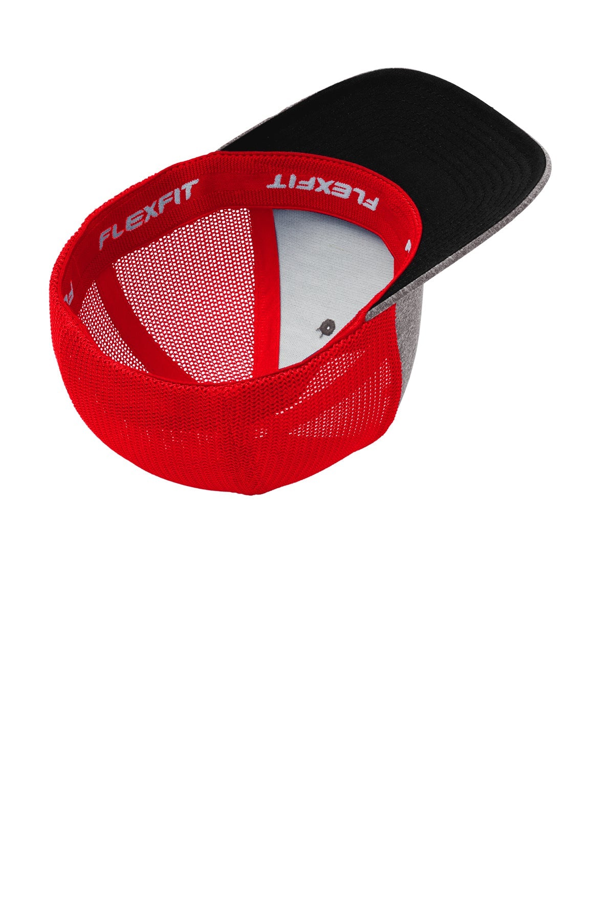 Port Authority Flexfit Melange Mesh Back Customized Trucker Caps, TRUE Red/Grey Heather