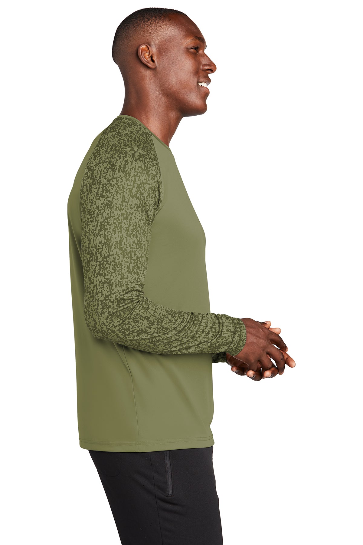 sport-tek long sleeve digi camo tee st460ls olive drabgreen