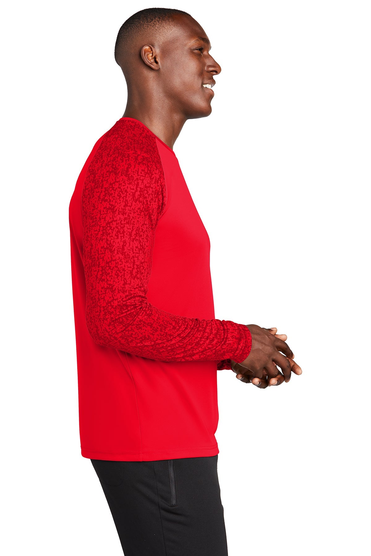 sport-tek long sleeve digi camo tee st460ls true red