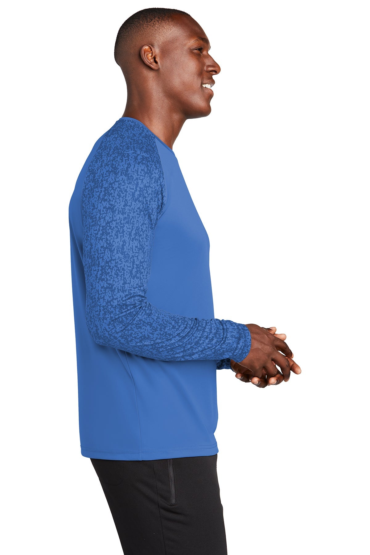 sport tek long sleeve digi camo tee st460ls true royal