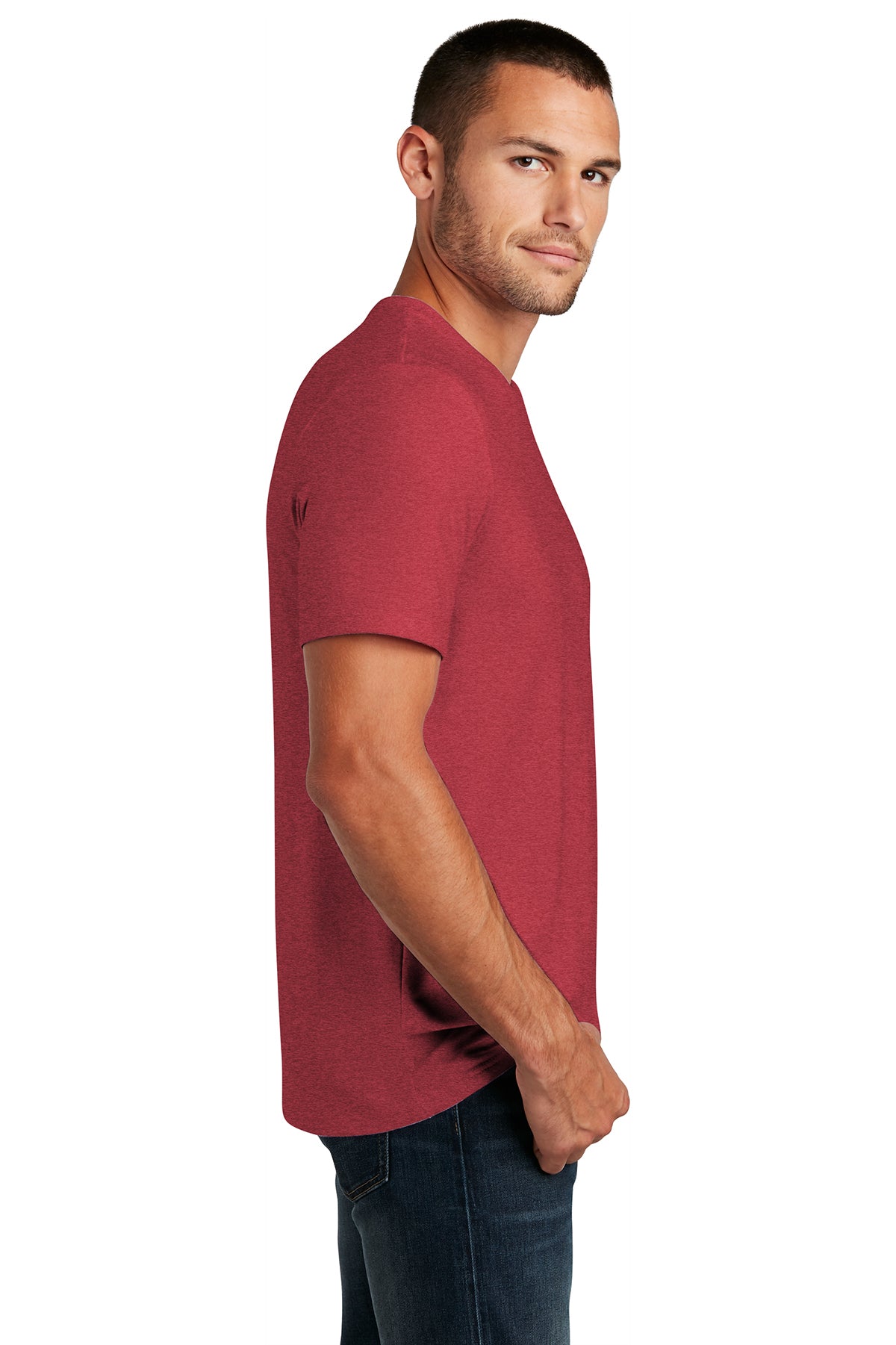 district flex tee dt7500 heathered red