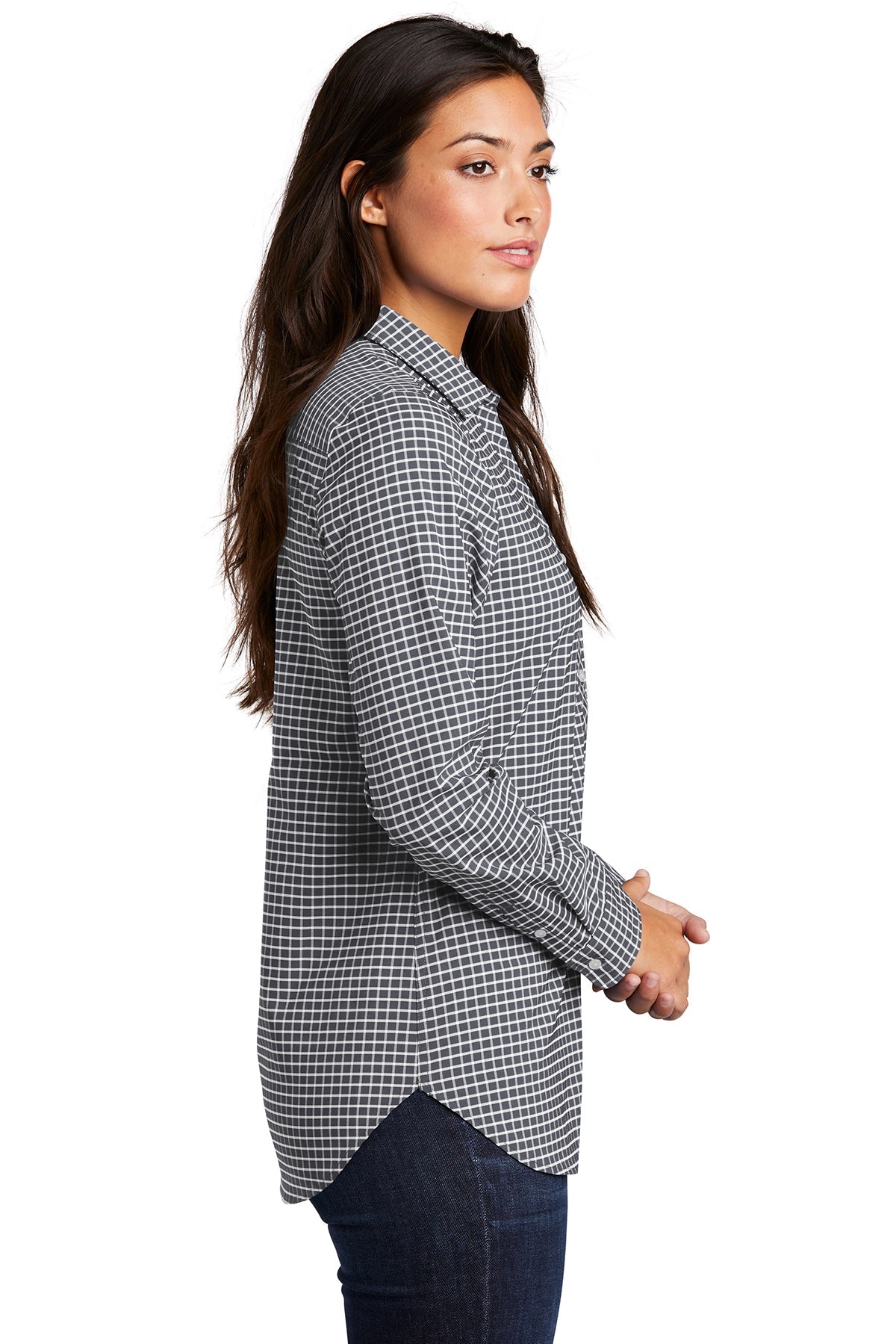 port authority_lw680 _graphite/ white_company_logo_button downs
